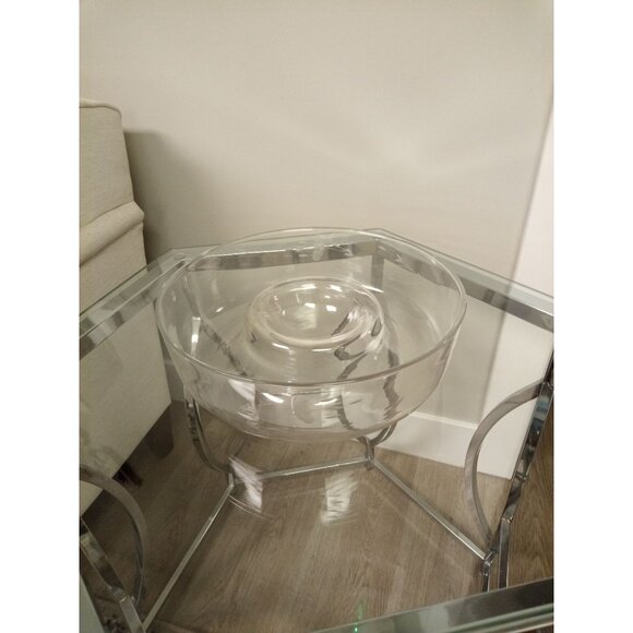 Princess House Vintage Clear Dining Crystal/Glass Chip and Dip Bowl with Etched - Picture 2 of 10